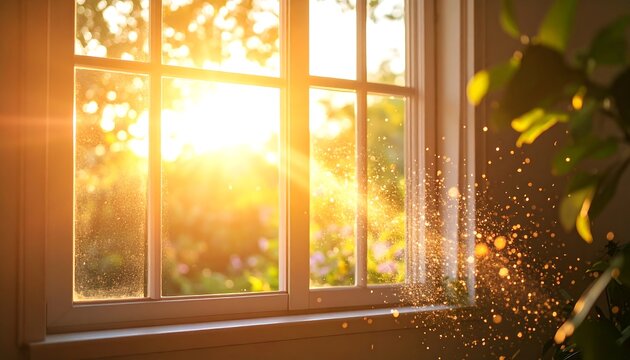 Morning sunlight streaming through window